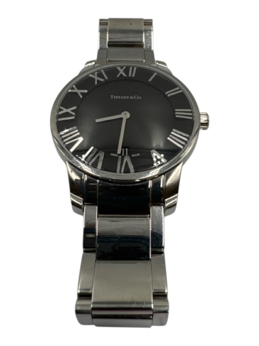 Tiffany & Co. Silver & Black Stainless steel Butterfly Clasp Watches Silver & Black