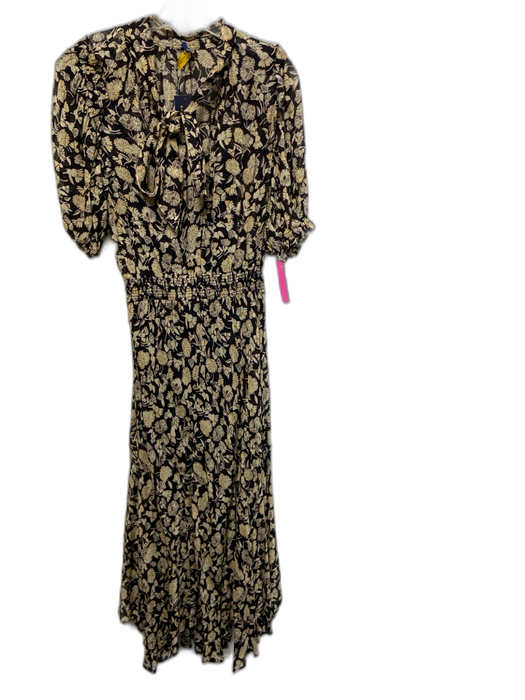 Polo Ralph Lauren Size Medium Brown & Cream Viscose Blend Floral Maxi Dress Brown & Cream / Medium