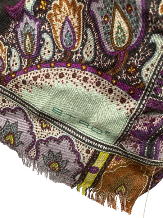 Etro Magenta, Purple, & Multi Paisley Frayed Edge Rectangle scarf Magenta, Purple, & Multi