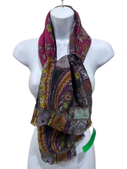 Etro Magenta, Purple, & Multi Paisley Frayed Edge Rectangle scarf Magenta, Purple, & Multi
