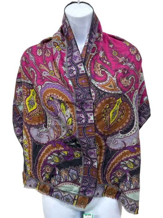 Etro Magenta, Purple, & Multi Paisley Frayed Edge Rectangle scarf Magenta, Purple, & Multi