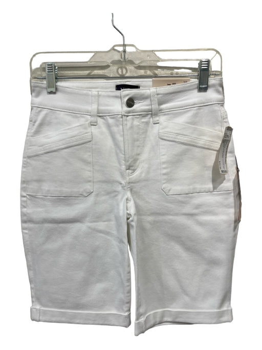 NYDJ Size 2P White Cotton Blend bermuda Mid Rise 4 Pocket Shorts White / 2P