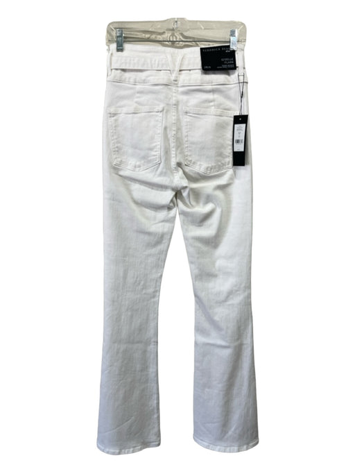 Veronica Beard Size 28 White Cotton Denim High Rise Sash Flare Jeans White / 28