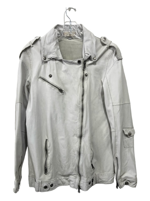 Jackett...etc. Size XS Pale Gray Leather Zip Front Moto Jacket Pale Gray / XS