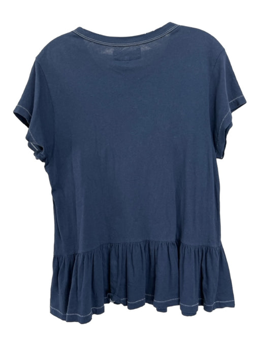 The Great Size 2 Navy Blue Cotton Ruffle Top Navy Blue / 2