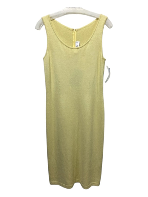 St John Collection Size 4 Butter Yellow Wool Blend Rib Knit Scoop Neck Dress Butter Yellow / 4