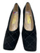 Salvatore Ferragamo Shoe Size 8.5 Black Leather & Suede Quilted Square Toe Pumps Black / 8.5