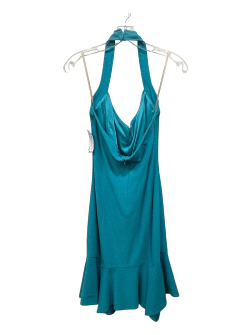 St. John Size 6 Aqua Wool & Rayon Sleeveless Terry Knit Back Zip Dress Aqua / 6