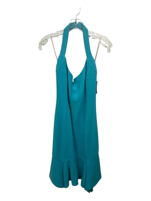 St. John Size 6 Aqua Wool & Rayon Sleeveless Terry Knit Back Zip Dress Aqua / 6