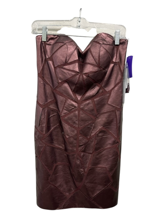 Aidan Mattox Size 4 Burgundy Red Polyester Strapless Back Zip Mesh Detail Dress Burgundy Red / 4