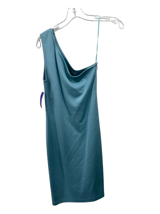 St. John Size 4 Aqua Wool & Rayon One Shoulder Side Zip Knit Dress Aqua / 4