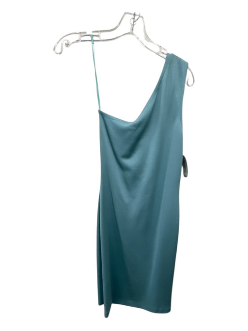 St. John Size 4 Aqua Wool & Rayon One Shoulder Side Zip Knit Dress Aqua / 4