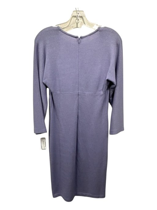 St. John Size 4 Periwinkle Knit V Neck Back Zip 3/4 Sleeve Dress Periwinkle / 4