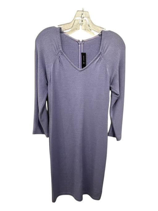 St. John Size 4 Periwinkle Knit V Neck Back Zip 3/4 Sleeve Dress Periwinkle / 4
