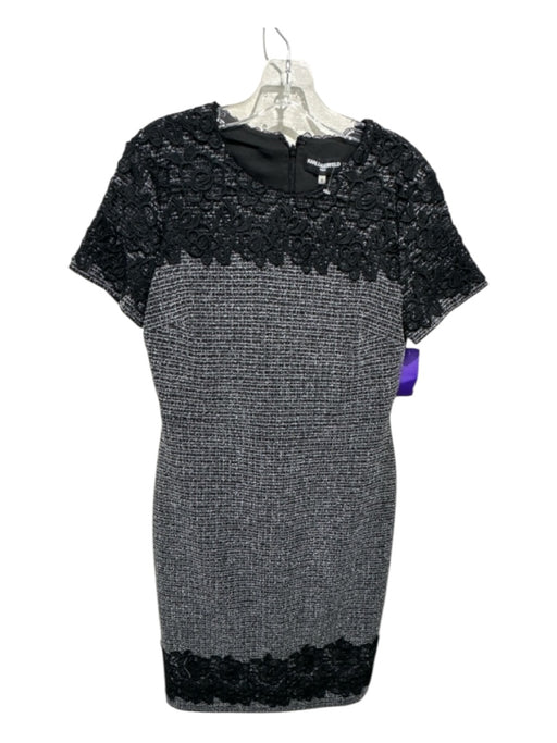 Karl Lagerfeld Size 6 Black & White Polyester Lace tweed Dress Black & White / 6