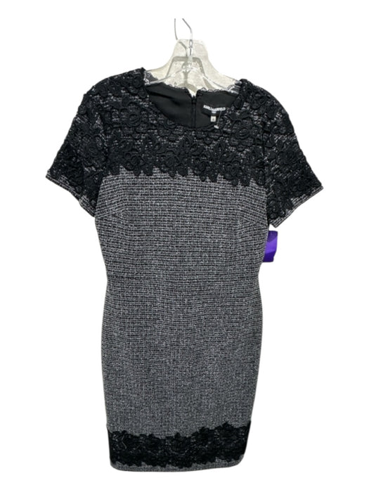 Karl Lagerfeld Size 6 Black & White Polyester Lace tweed Dress Black & White / 6