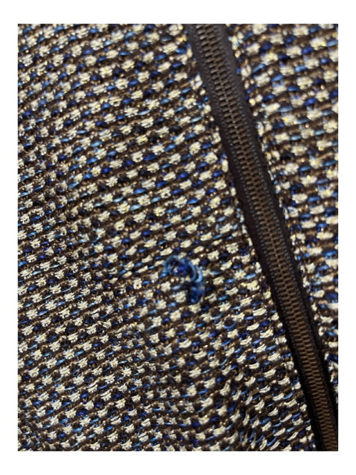 SOCA St John Size P Brown & Multi Rayon & Wool Zip Front Beaded Top Brown & Multi / P