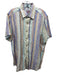 Robert Graham Size XL Blue & Orange Linen Blend Striped Button Up Short Sleeve Blue & Orange / XL
