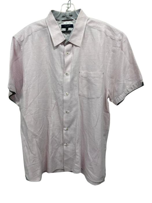 Ted Baker Size 6 Pink Linen Solid Button up Men's Short Sleeve Pink / 6