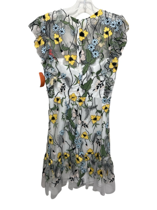 ML Monique Lhuillier Size 6 White & Multi Polyester Floral Embroidered Dress White & Multi / 6