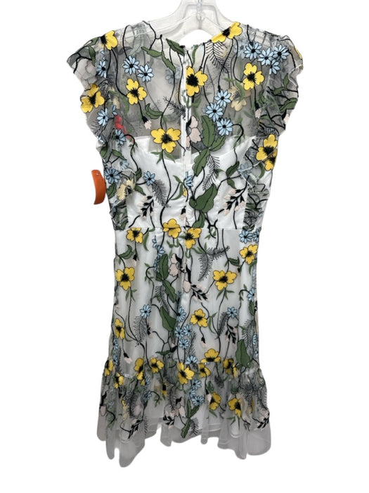 ML Monique Lhuillier Size 6 White & Multi Polyester Floral Embroidered Dress White & Multi / 6