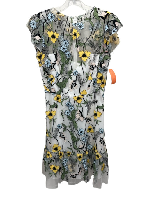 ML Monique Lhuillier Size 6 White & Multi Polyester Floral Embroidered Dress White & Multi / 6