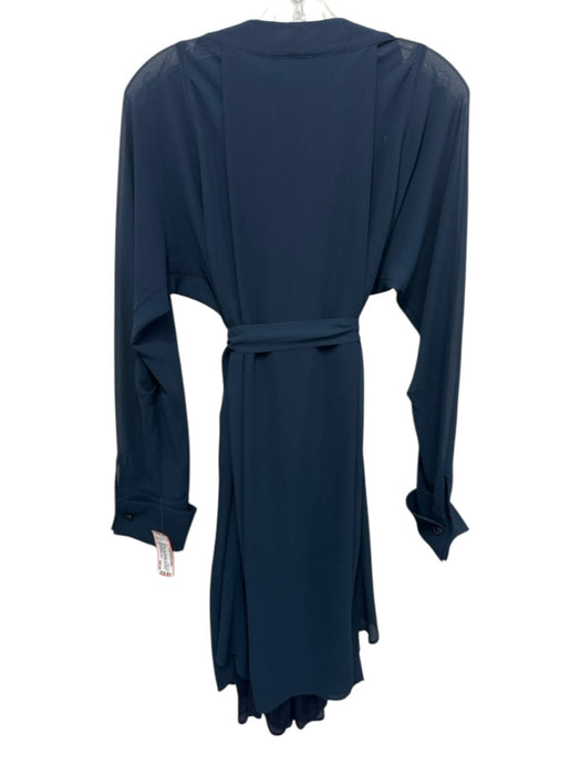 Byron Lars Beauty Mark Size 6 Navy Blue Polyester Long Sleeve Button Front Dress Navy Blue / 6