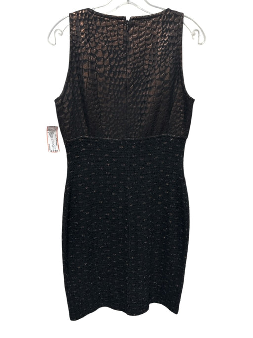 St. John Size 4 Black & Copper No Fabric Tag Tweed Metallic Thread U Neck Dress Black & Copper / 4