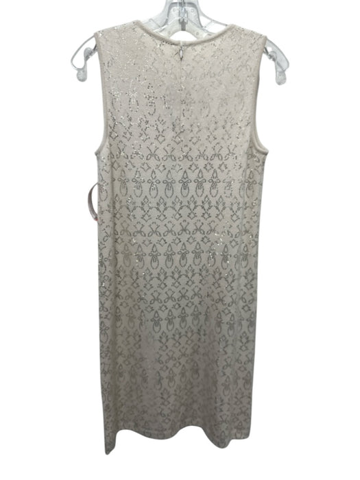St. John Evening Size 2 Cream Beige Wool Blend Knit Metallic accents Dress Cream Beige / 2