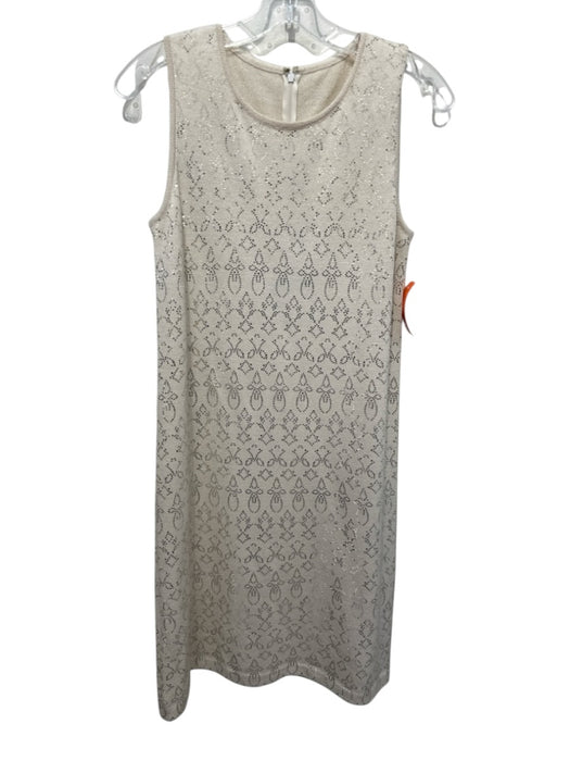 St. John Evening Size 2 Cream Beige Wool Blend Knit Metallic accents Dress Cream Beige / 2