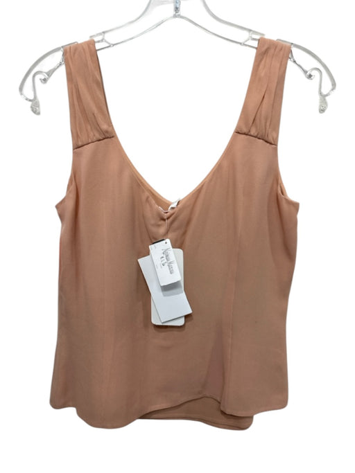 Escada Size 36 Beige Pink Silk Sleeveless V Neck Gathered Detail Tank Top Beige Pink / 36