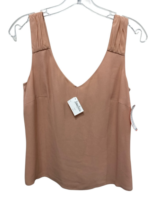 Escada Size 36 Beige Pink Silk Sleeveless V Neck Gathered Detail Tank Top Beige Pink / 36