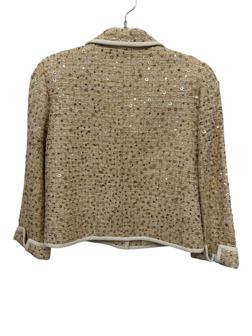 Kate Spade Size 6/4 Gold Rayon Blend Sequined Tweed Blazer Pencil Skirt Set Gold / 6/4