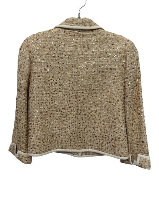 Kate Spade Size 6/4 Gold Rayon Blend Sequined Tweed Blazer Pencil Skirt Set Gold / 6/4