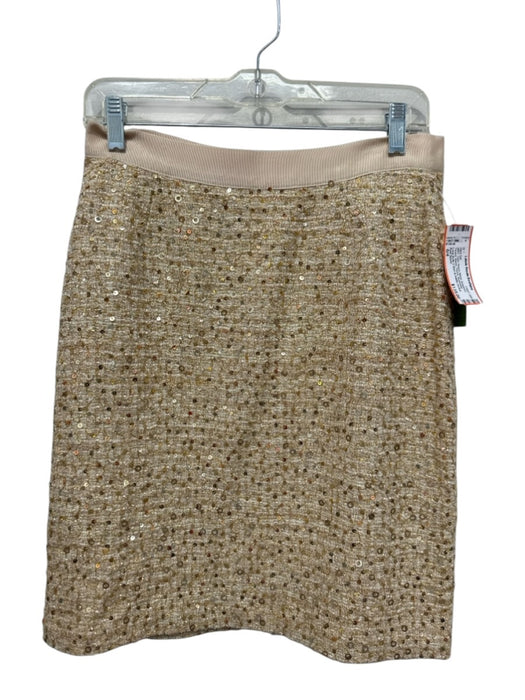 Kate Spade Size 6/4 Gold Rayon Blend Sequined Tweed Blazer Pencil Skirt Set Gold / 6/4