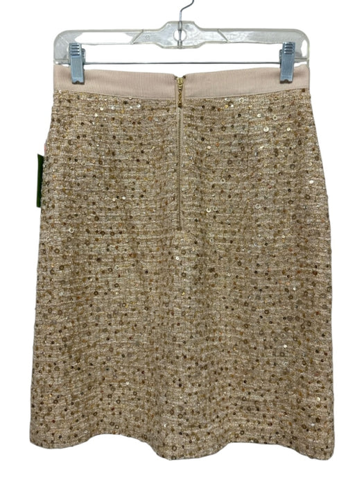 Kate Spade Size 6/4 Gold Rayon Blend Sequined Tweed Blazer Pencil Skirt Set Gold / 6/4