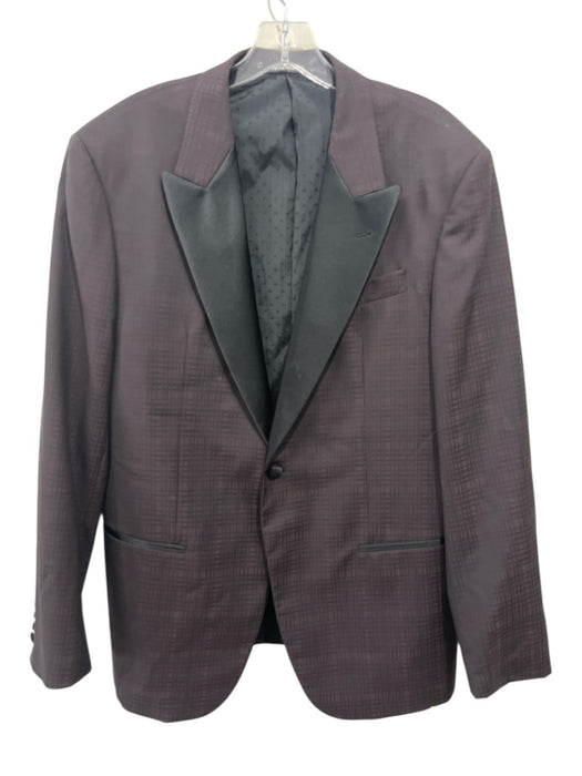 Emporio Armani Purple & Black Wool All Over Print Tuxedo Jacket Men's Blazer Purple & Black / 54