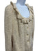 Chanel Size 44 White, Silver, Gold Wool Blend Metallic Thread Tweed Skirt Set White, Silver, Gold / 44