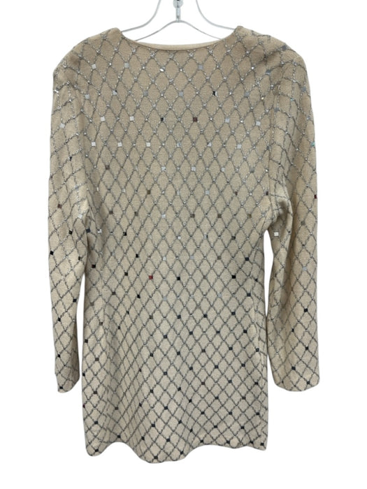 St. John Evening Size 10 Cream White & Silver Wool Metallic Thread Coat Cream White & Silver / 10