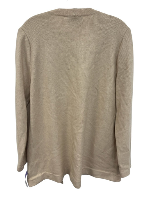 St. John Evening Size 12 Beige & Gold Knit Metallic Thread Pockets Jacket Beige & Gold / 12