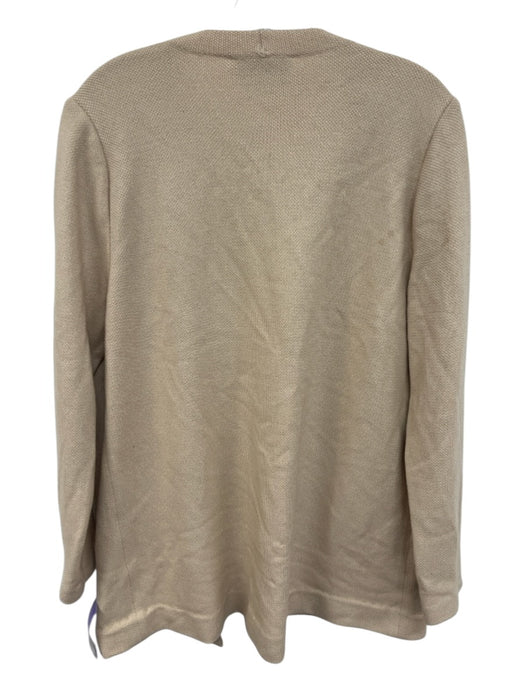 St. John Evening Size 12 Beige & Gold Knit Metallic Thread Pockets Jacket Beige & Gold / 12