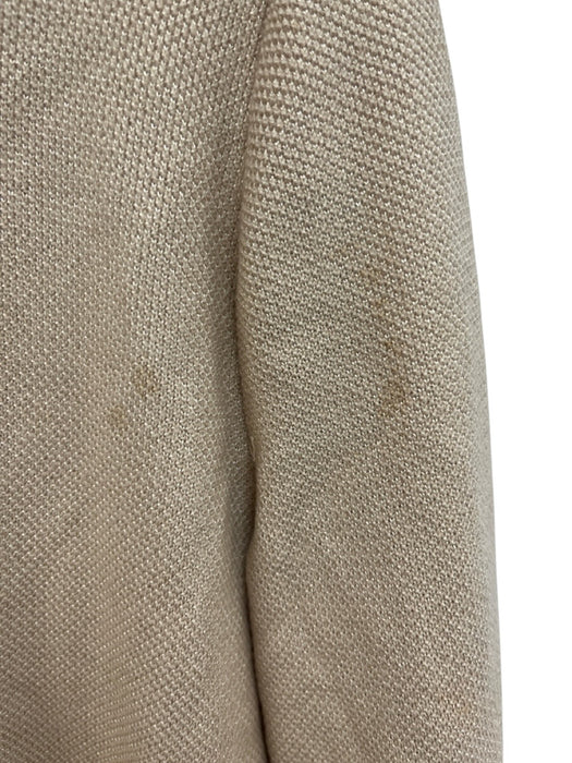 St. John Evening Size 12 Beige & Gold Knit Metallic Thread Pockets Jacket Beige & Gold / 12
