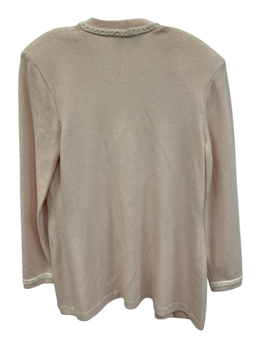 St. John Collection Size S Baby Pink & Cream Knit Velvet Detail Cardigan Baby Pink & Cream / S