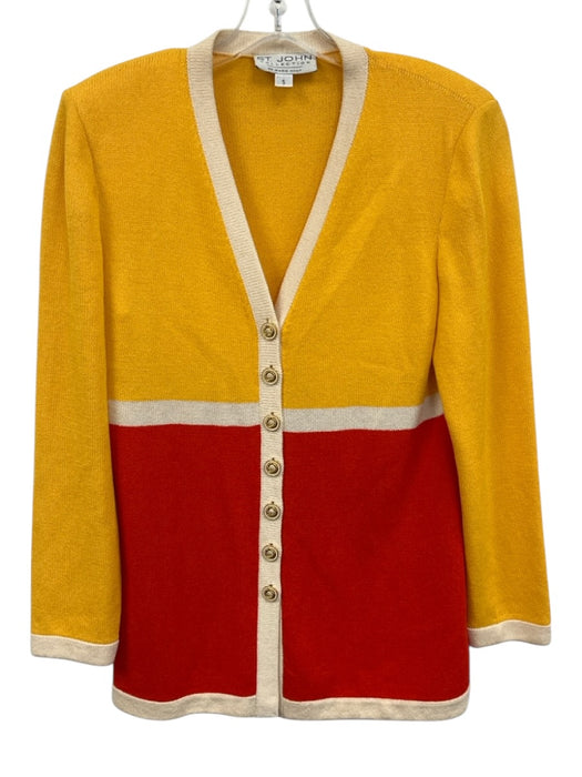 St. John Collection Size S yellow, white, red Wool Knit Color Block Cardigan yellow, white, red / S