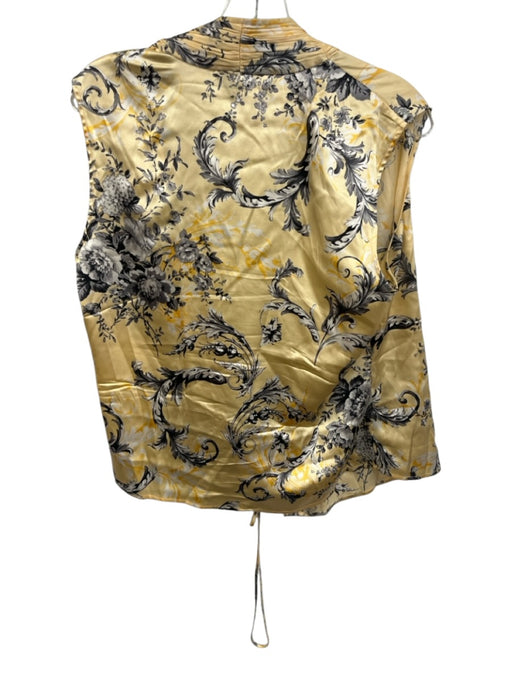 St. John Collection Size 12 Yellow, Black, White Silk Blend Sleeveless Wrap Top Yellow, Black, White / 12