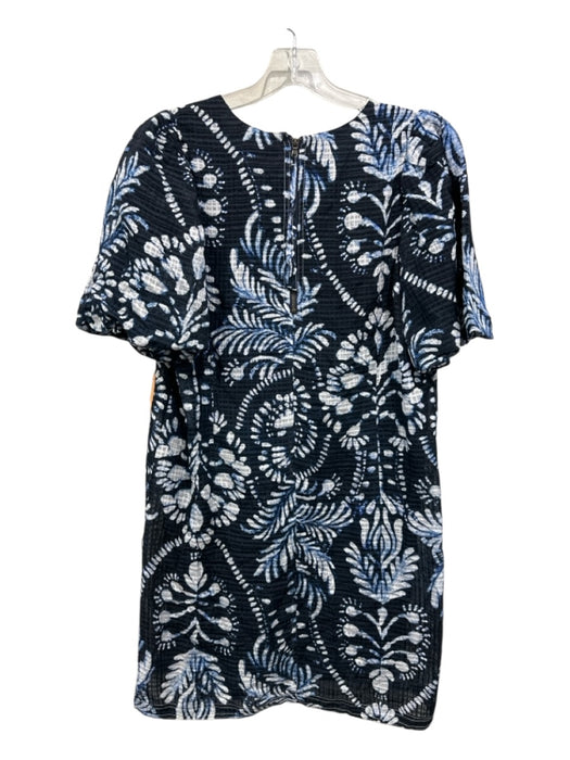 Marie Oliver Size XS Navy & white Viscose & Linen Short Sleeve V Neck Mini Dress Navy & white / XS