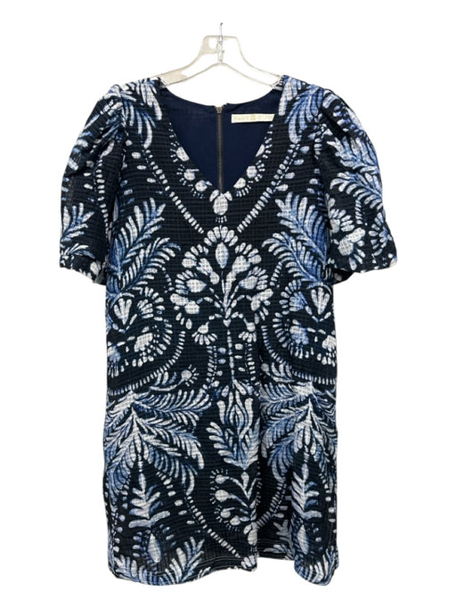 Marie Oliver Size XS Navy & white Viscose & Linen Short Sleeve V Neck Mini Dress Navy & white / XS