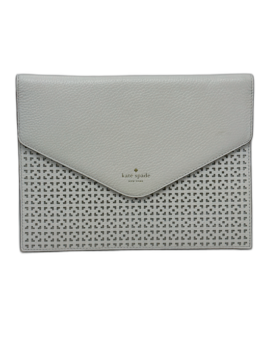 Kate Spade Ivory White Leather Envelope Lace Cut Out Clutch Snap button Bag Ivory White / Small