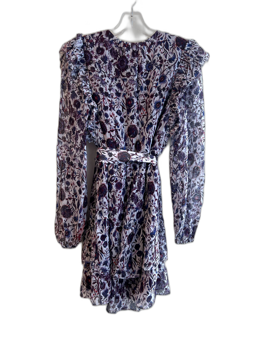 Marie Oliver Size  T4 Burgundy No Fabric Tag Long Sleeve Floral Print Dress Burgundy / T4