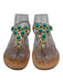Lilly Pulitzer Shoe Size 7 Gold & Turquoise Leather Upper Ankle Strap Sandals Gold & Turquoise / 7